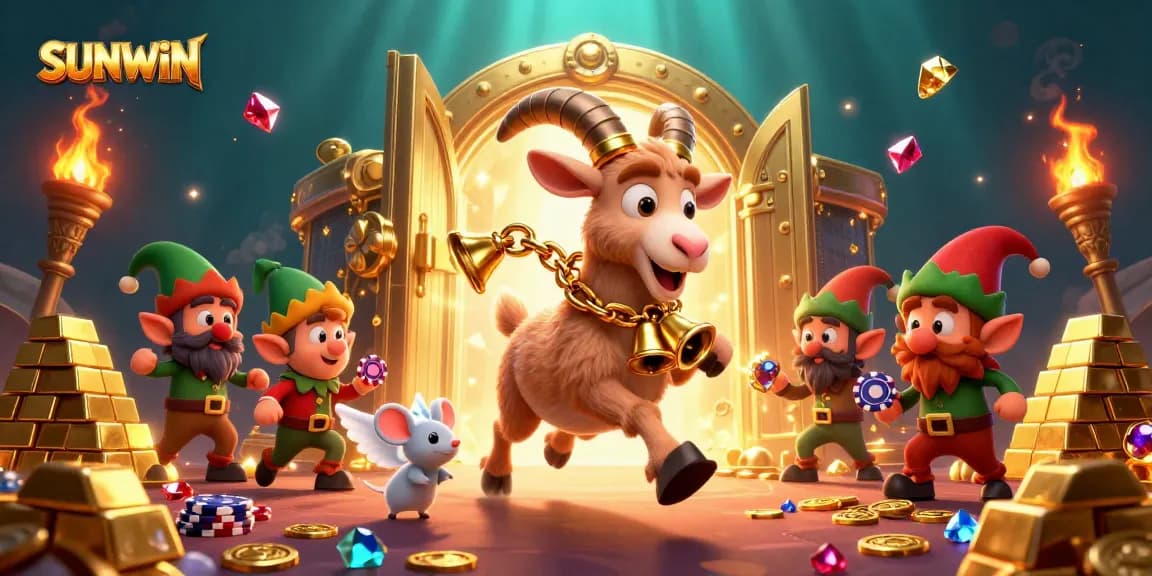SUNWIN enhances the casino experience with a lively 3D scene of a festive casino run by Krampus, featuring chaotic gremlins and sparkling treasures.