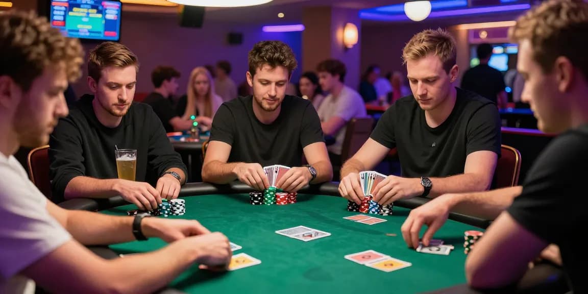 Poker88 saat permainan kartu di kasino dengan pemain fokus dan suasana ramai