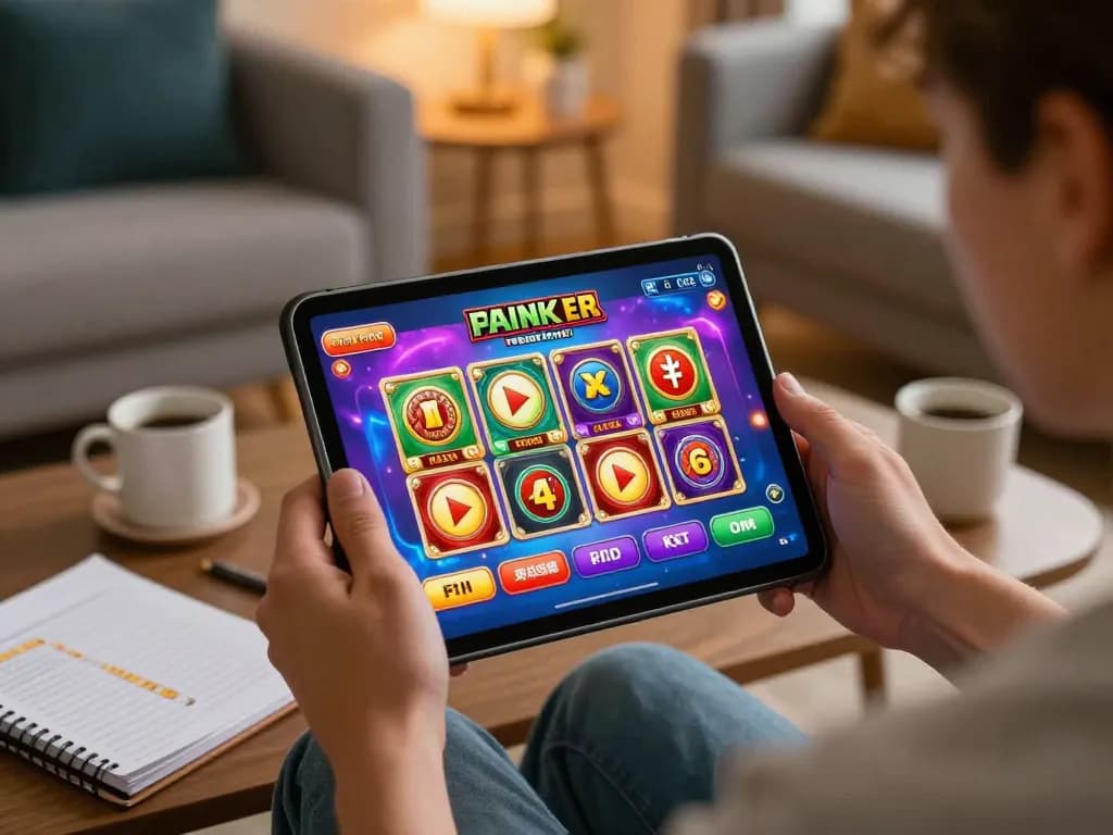Player excitedly using tr88 bio mobile casino app at home, showcasing dynamic gaming atmosphere.