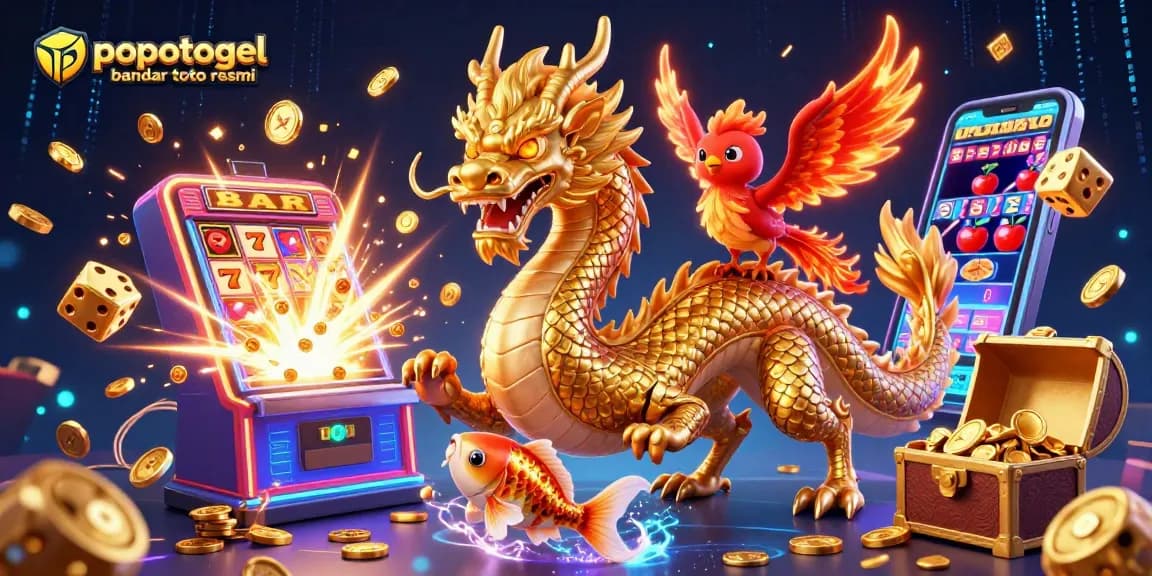 Capture the excitement of popotogel bandar toto resmi with dynamic casino elements and vibrant characters.