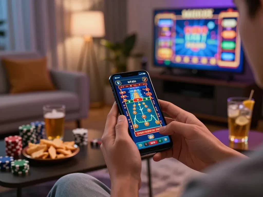 Using the w4u apk on a smartphone in a stylish living room setting with a cozy ambiance.
