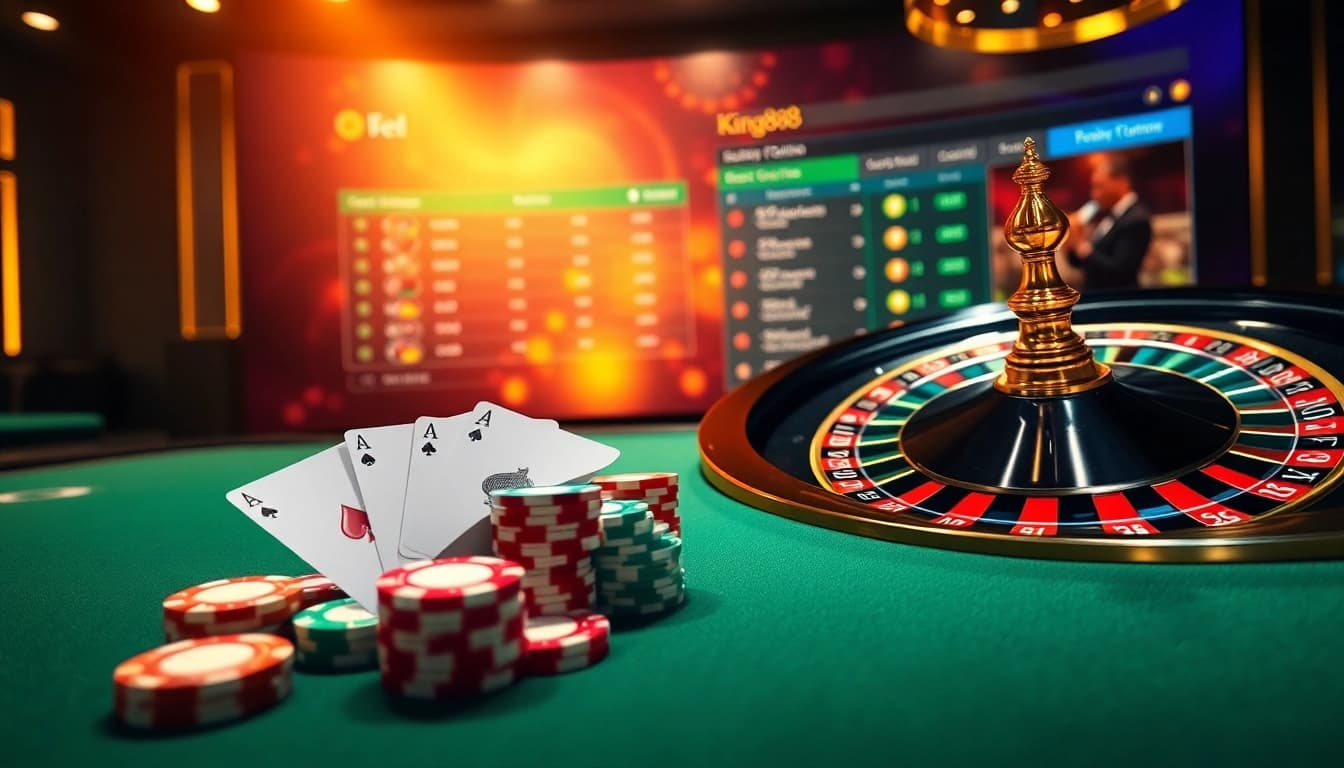 Engaging scene at https://king88b.us.com/ showcasing online casino thrills with poker and roulette.