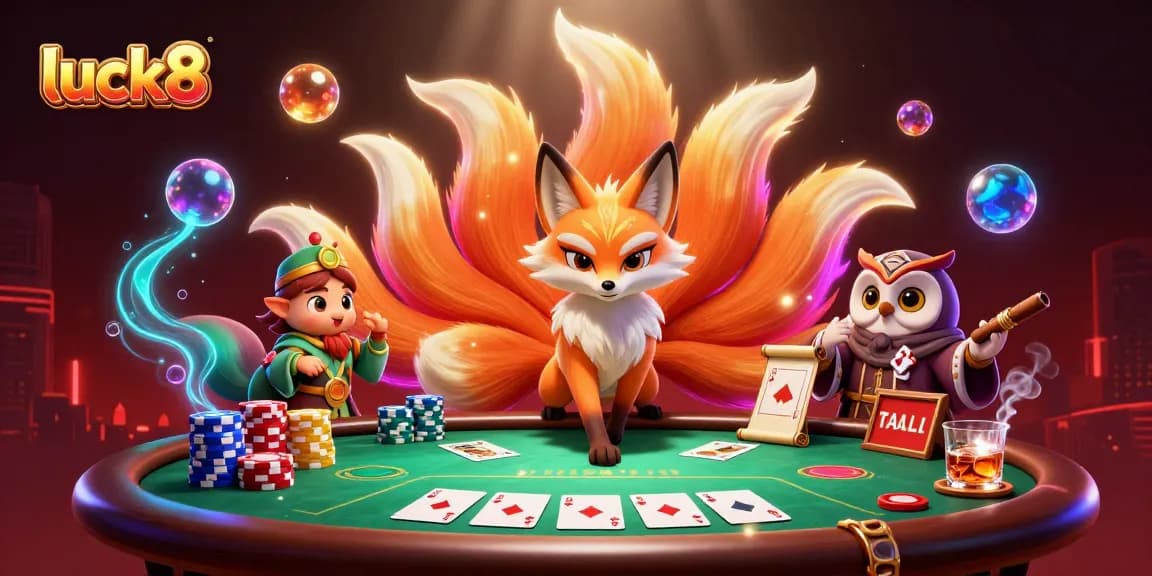 Play exciting slot games and win big at luck8 with vibrant characters and casino elements.