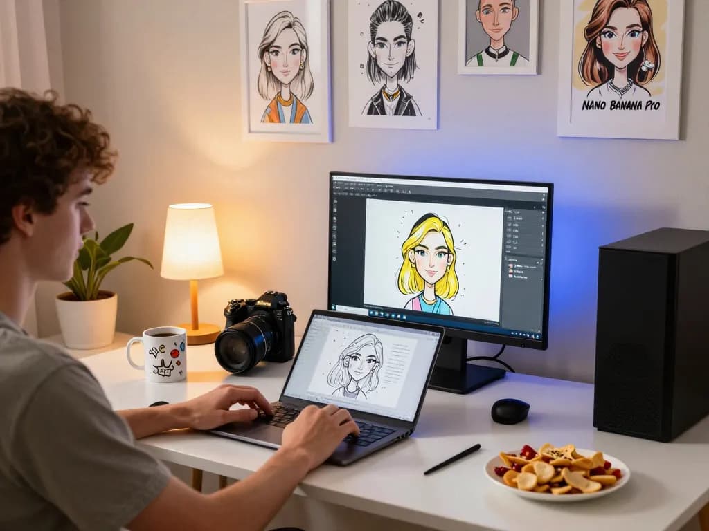 Engaging online setup to create a caricature, highlighting user interaction with digital tools.