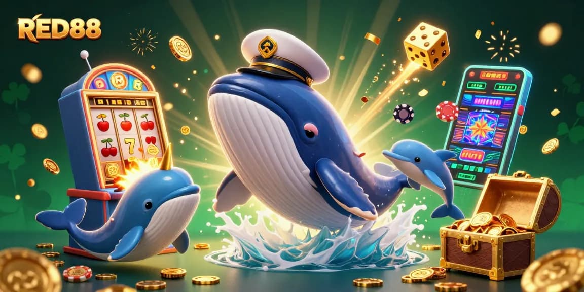 Engage in thrilling action at RED88 with vibrant slot machines and playful aquatic characters