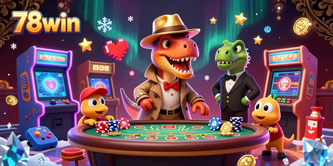 Experience winning thrills at 78win's vibrant casino scene with a velociraptor card counter.