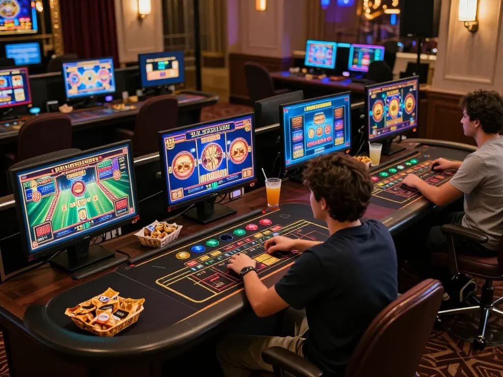 Player engages in online gaming with 789f at home, showcasing vibrant slot games and live dealers.