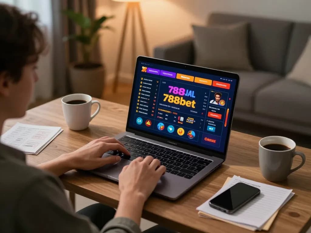 Engaging user experiences with 788bet at home casino setup on laptop with live dealer options.