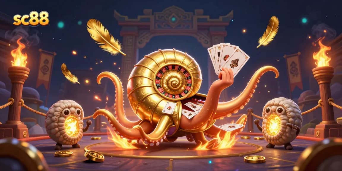 Engage with sc88's thrilling casino atmosphere featuring a giant roulette nautilus and glowing companions.