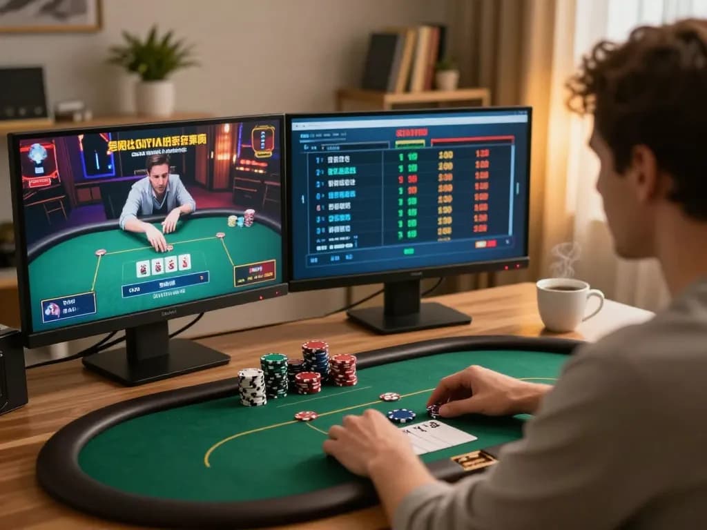 A player exploring the exciting online poker game experience on O8's interactive platform.
