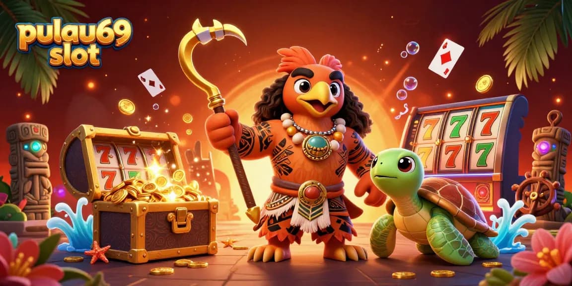 Engage in thrilling pulau69 slot action featuring a colorful scene with vibrant casino elements.