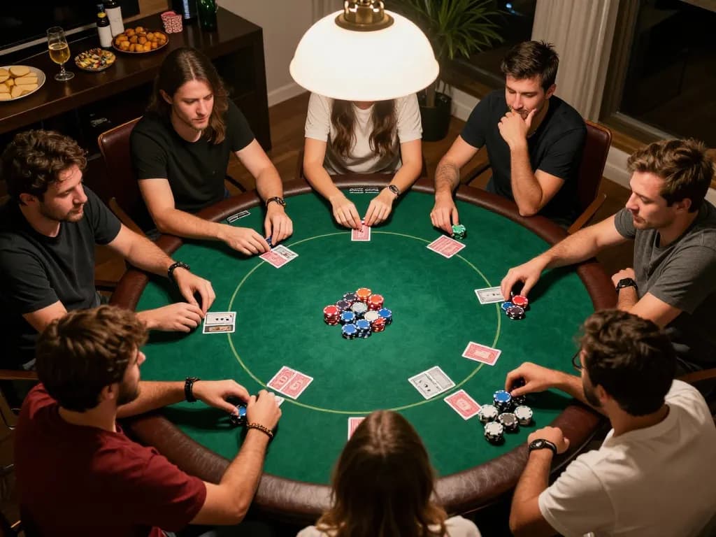 Sunwin home poker game night with players engaged in a lively and strategic atmosphere