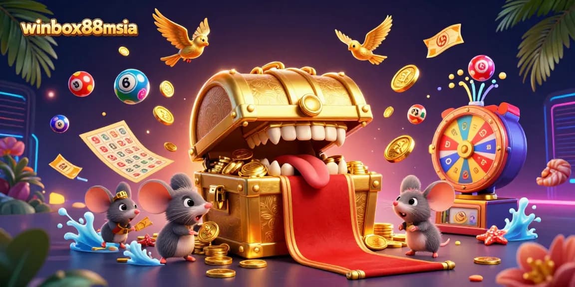 Engage in thrilling gameplay with winbox88msia’s colorful lottery balls and animated treasure chase.