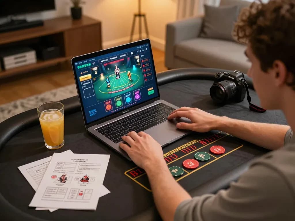 Liên minh okwin players engaging in live dealer blackjack at home, showcasing strategic gaming atmosphere.