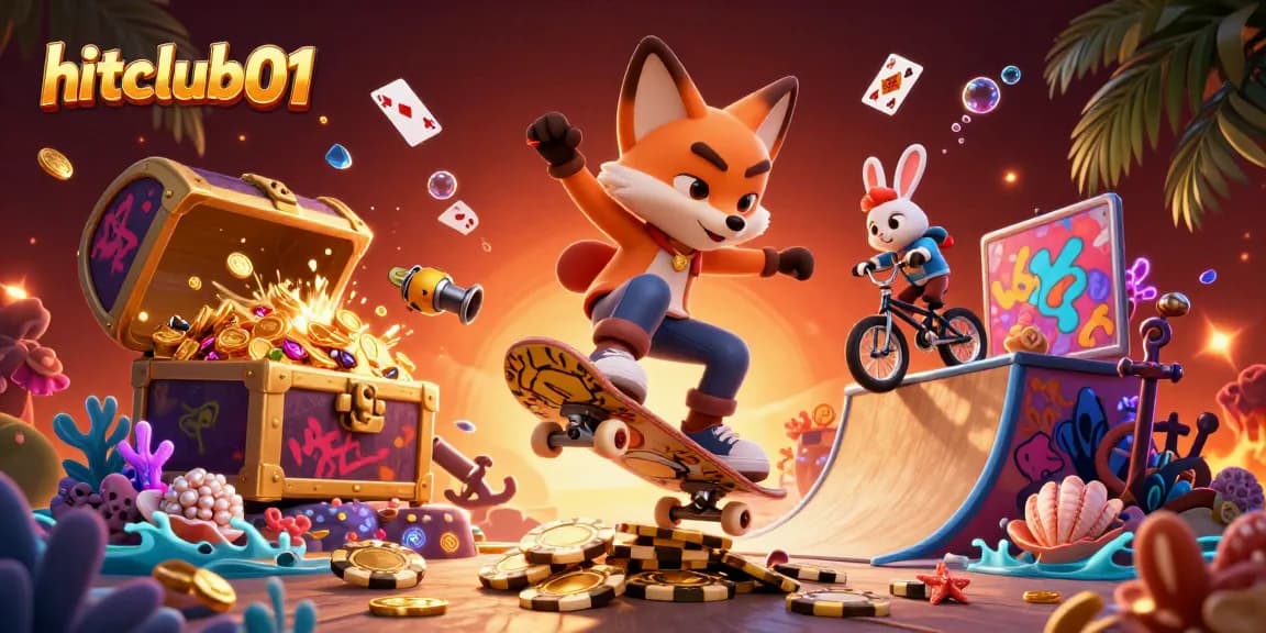 Join the adventure at hitclub01, where the 3D fox and rabbit revel in thrilling casino escapades!