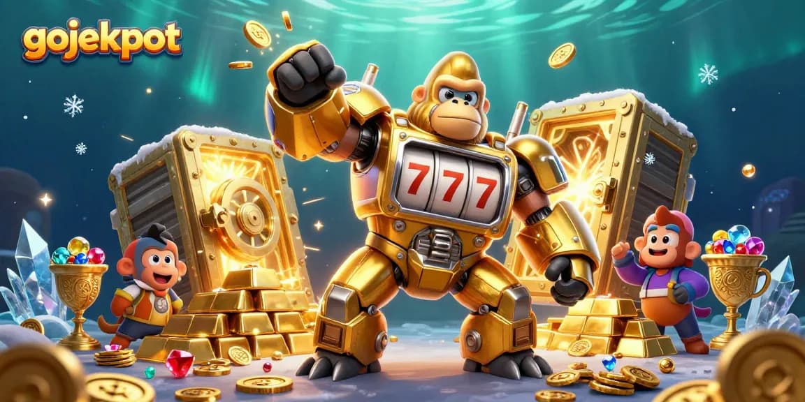 Celebrate wins with gojekpot in this vibrant 3D illustration bursting with casino charm.