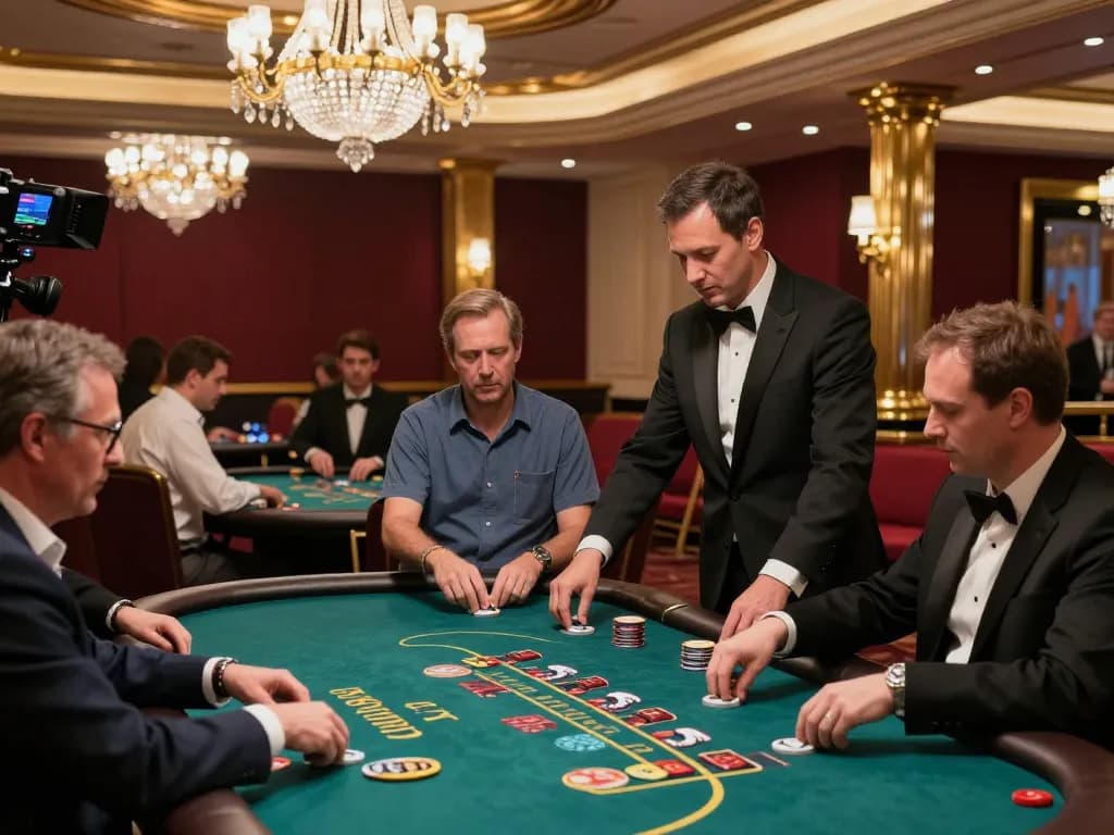 God55 players enjoying vibrant casino games at a luxurious venue with engaging dealers and elegant décor.