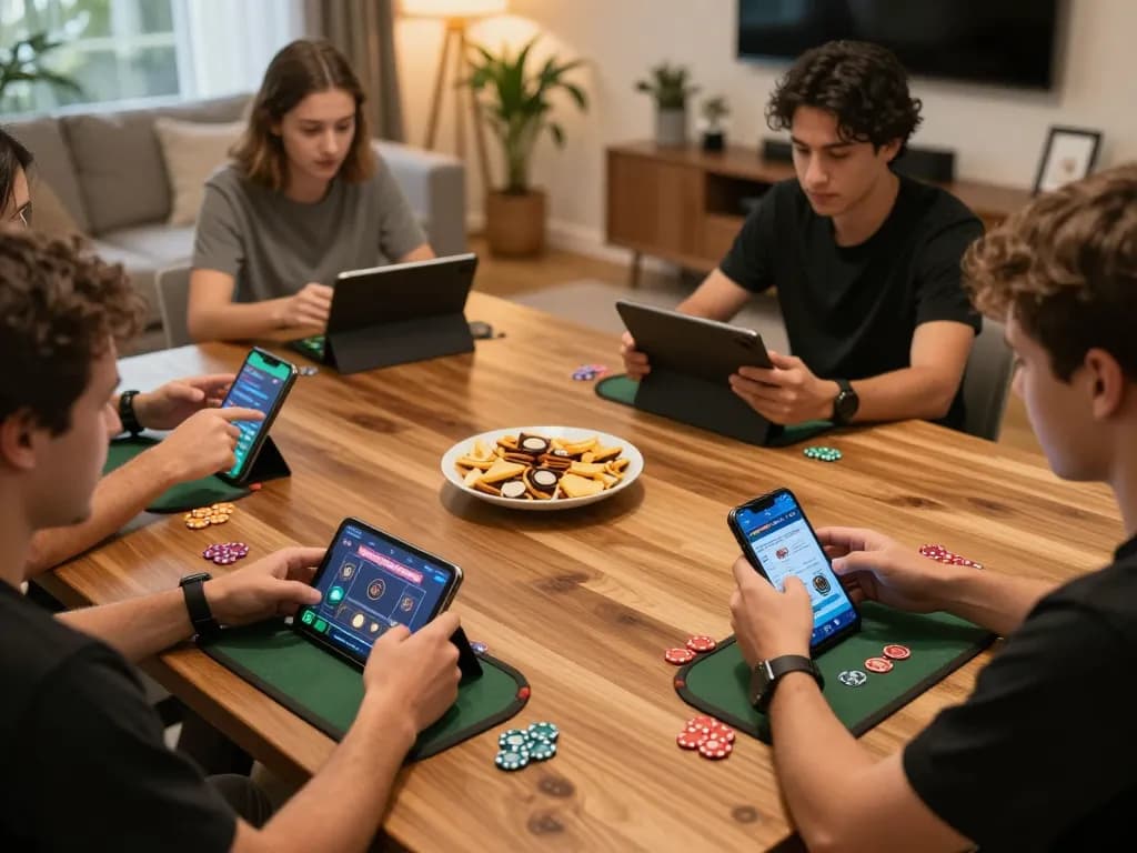 Engaging in Vào LUCK8 gaming on mobile device with cozy home environment and snacks