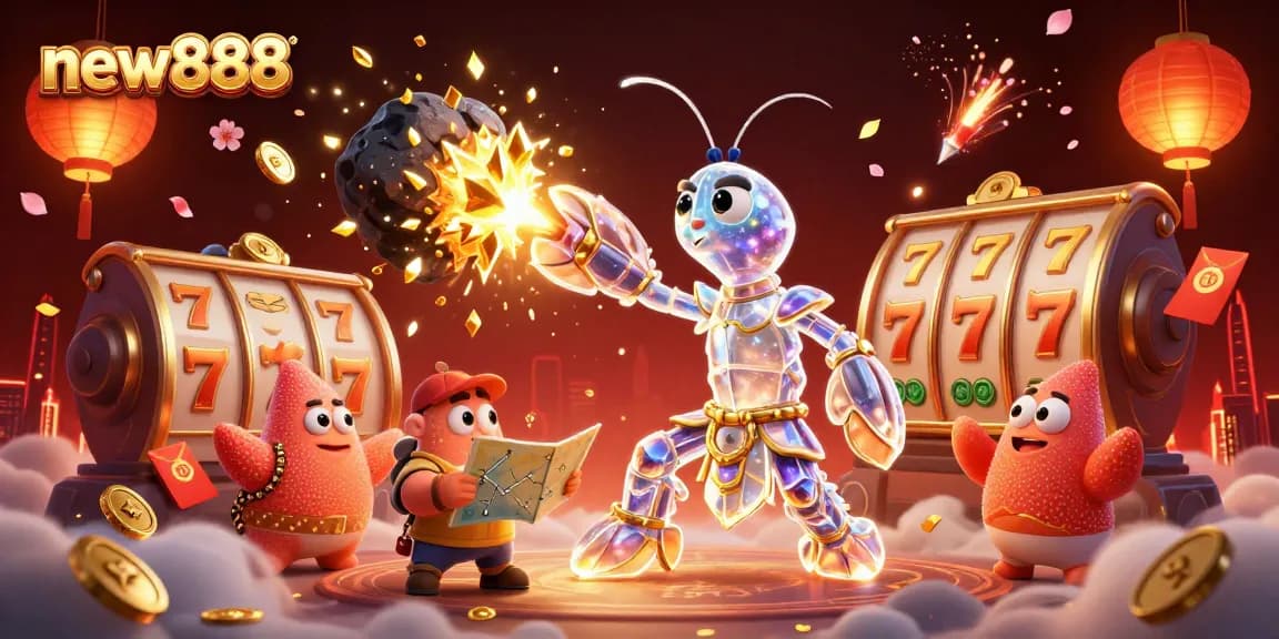 Experience thrilling jackpots with new888's vibrant 3D casino adventure featuring dynamic characters.