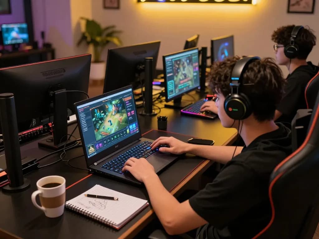 Engaging in card strategy gameplay at hitclub online casino with a cozy home setup