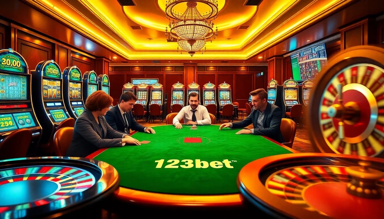 Players enjoy a thrilling game under the luxurious ambience of 123bet casino.