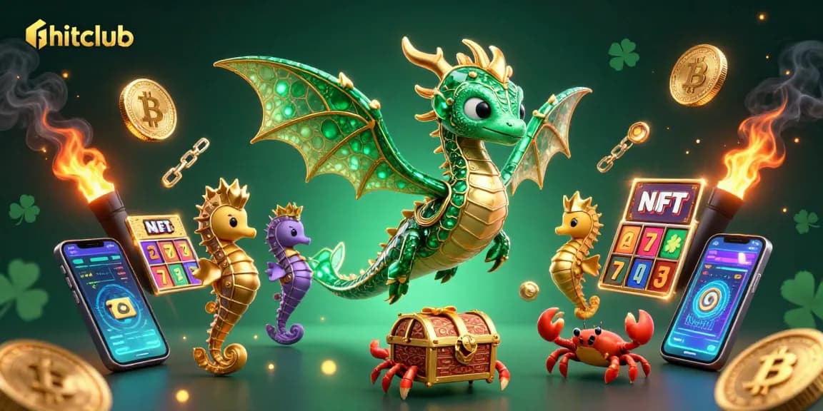 Engage in thrilling gambling at hitclub with an emerald sea dragon, treasure, and crypto elements.