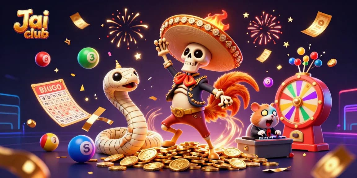 Engage in thrilling jackpots at Jai club with a vibrant scene of celebrated 3D characters and games.