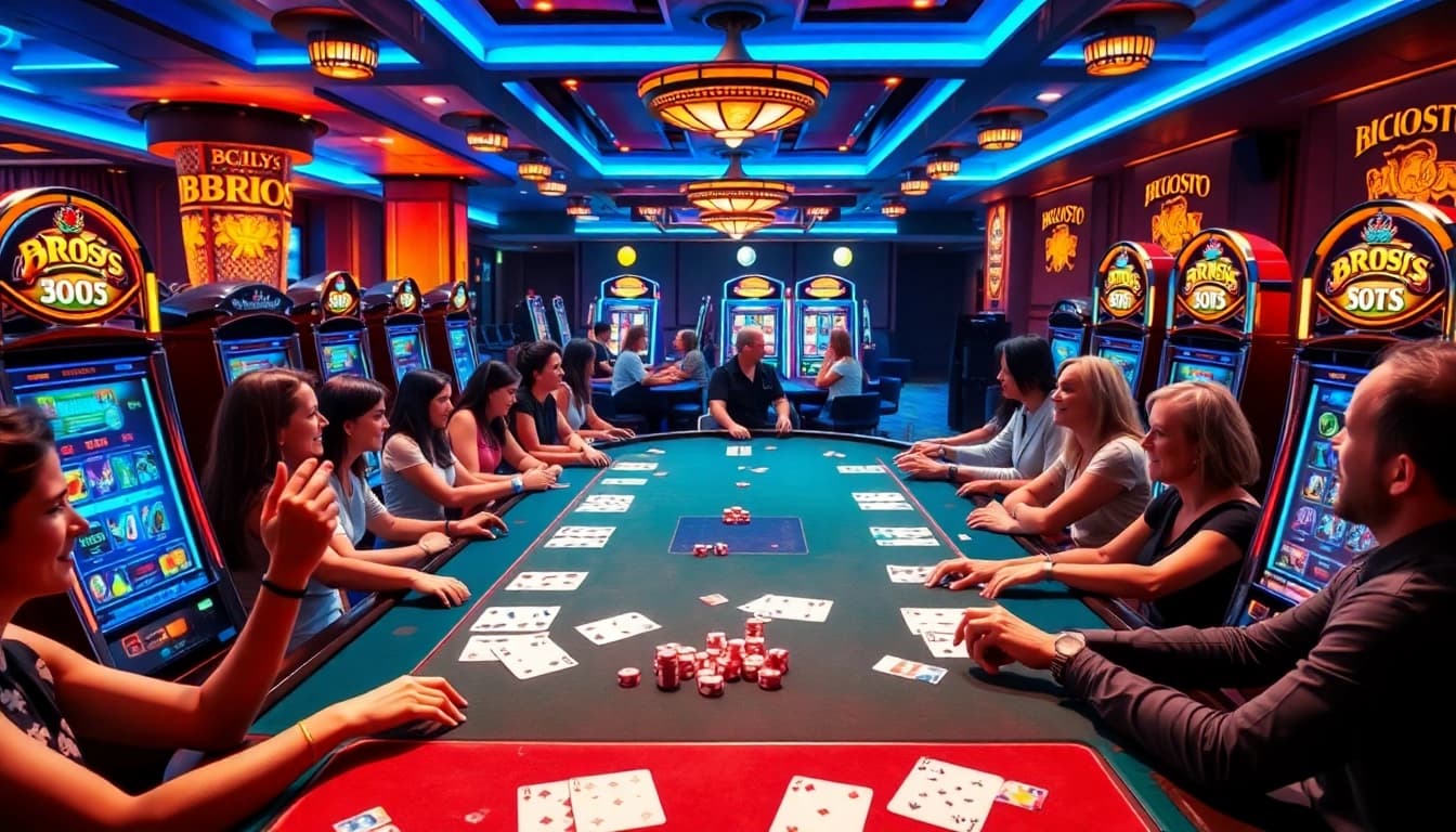 Experience the excitement of BRO138 slot machines in a luxurious casino setting.