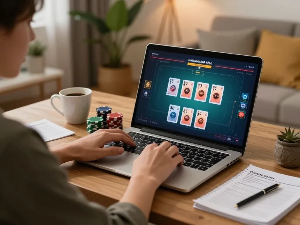 Engaging in online poker on LGOSUPER with community cards and chips visible, showcasing strategic gameplay.
