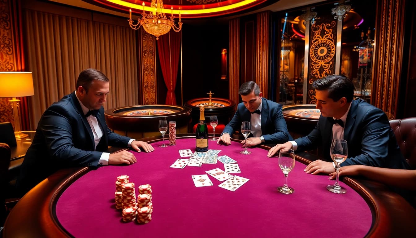 Intense gambling action at a professional poker table illustrating GO8 themed luxury and excitement.