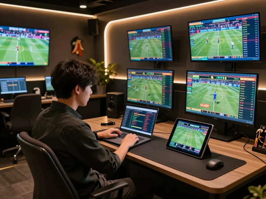 Experience live betting on ho88 with a modern gaming setup and captivating sports visuals.