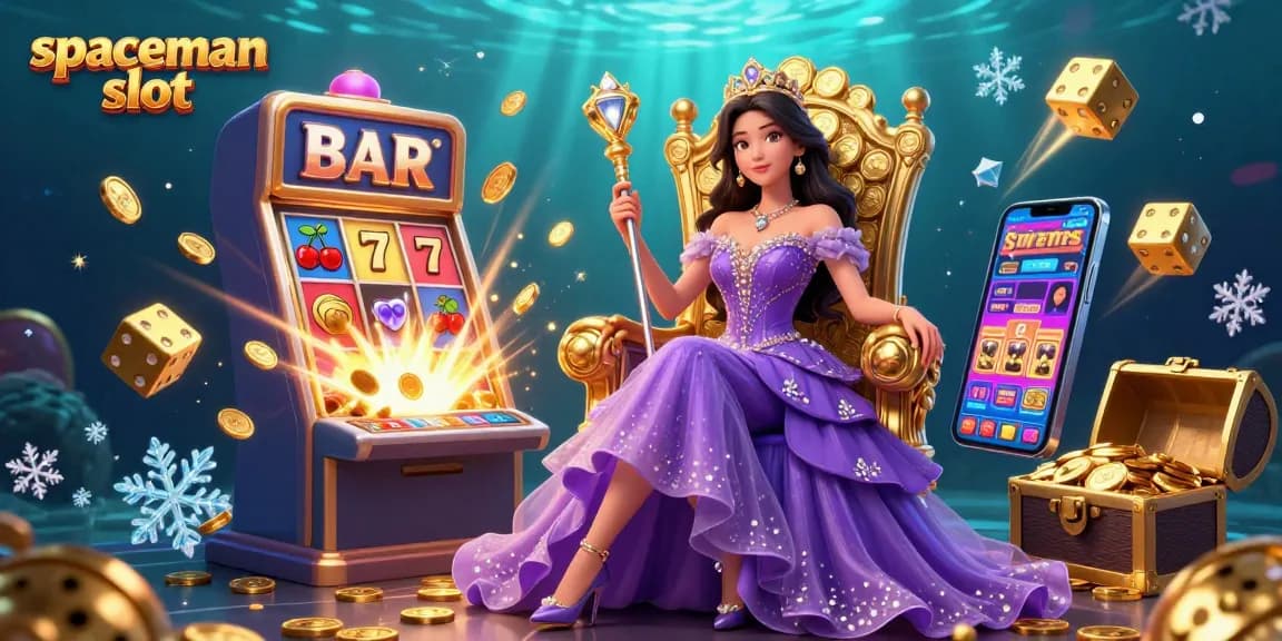 Engage with the spaceman slot featuring dynamic casino elements and a glamorous princess amidst dazzling visuals.
