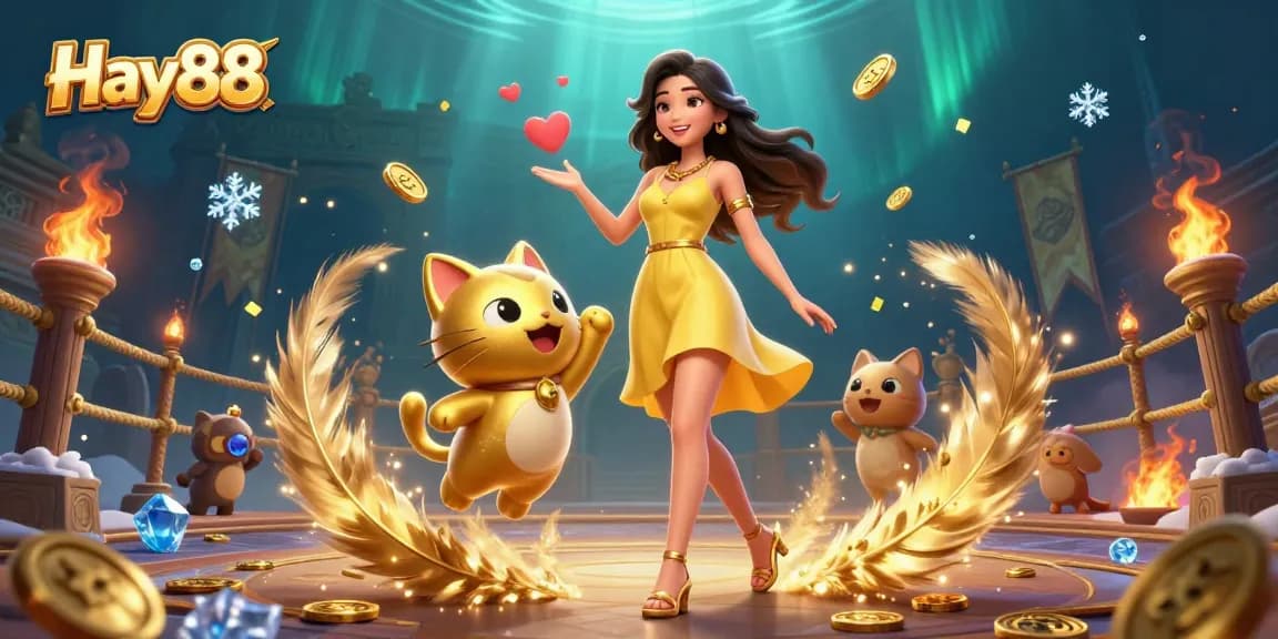Spin and win with Hay88's vibrant slots and games amidst dazzling confetti and coins.