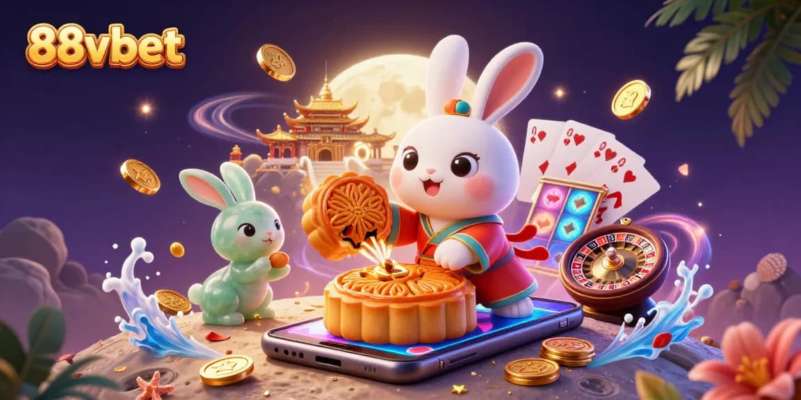 Experience winning excitement with 88vbet in this vibrant 3D casino illustration filled with game symbols.