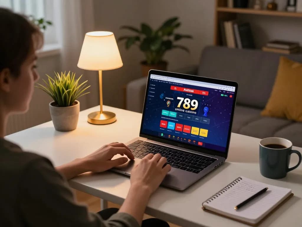 Engaging in online casino gameplay at home with the 789 platform, capturing a strategic moment during betting