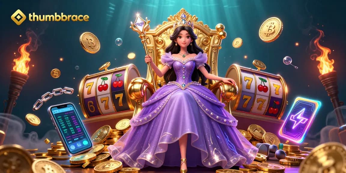 Engage with thumbbrace while enjoying slot reels and jackpot excitement in this rich casino illustration