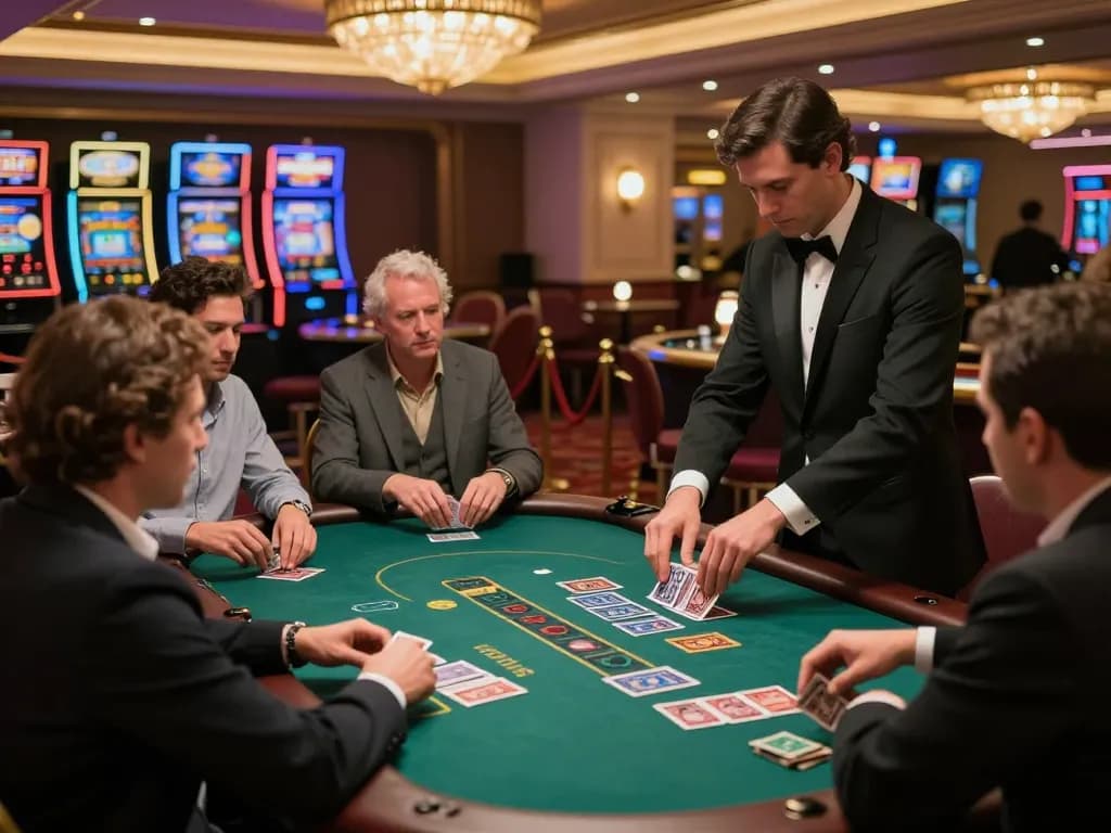 KONG88 professional blackjack players engaging in strategic gameplay at a luxury casino table.