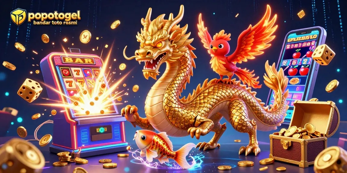 Capture the excitement of popotogel bandar toto resmi with dynamic casino elements and vibrant characters.
