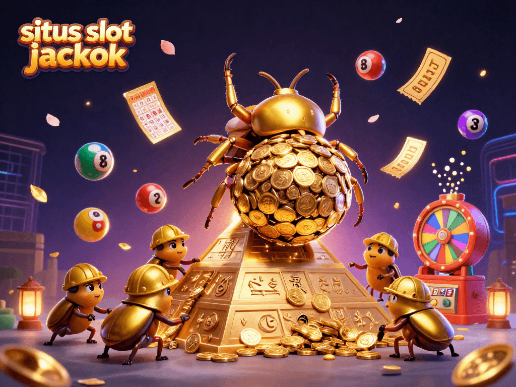 Experience the thrill of situs slot jackpot with vibrant characters and casino elements in this dynamic illustration.