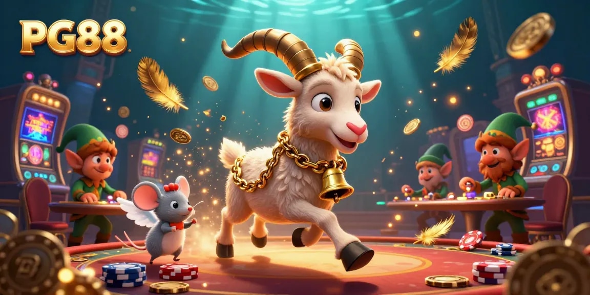 Experience thrilling gameplay at PG88 casino with a lively scene of cartoon characters enjoying games.