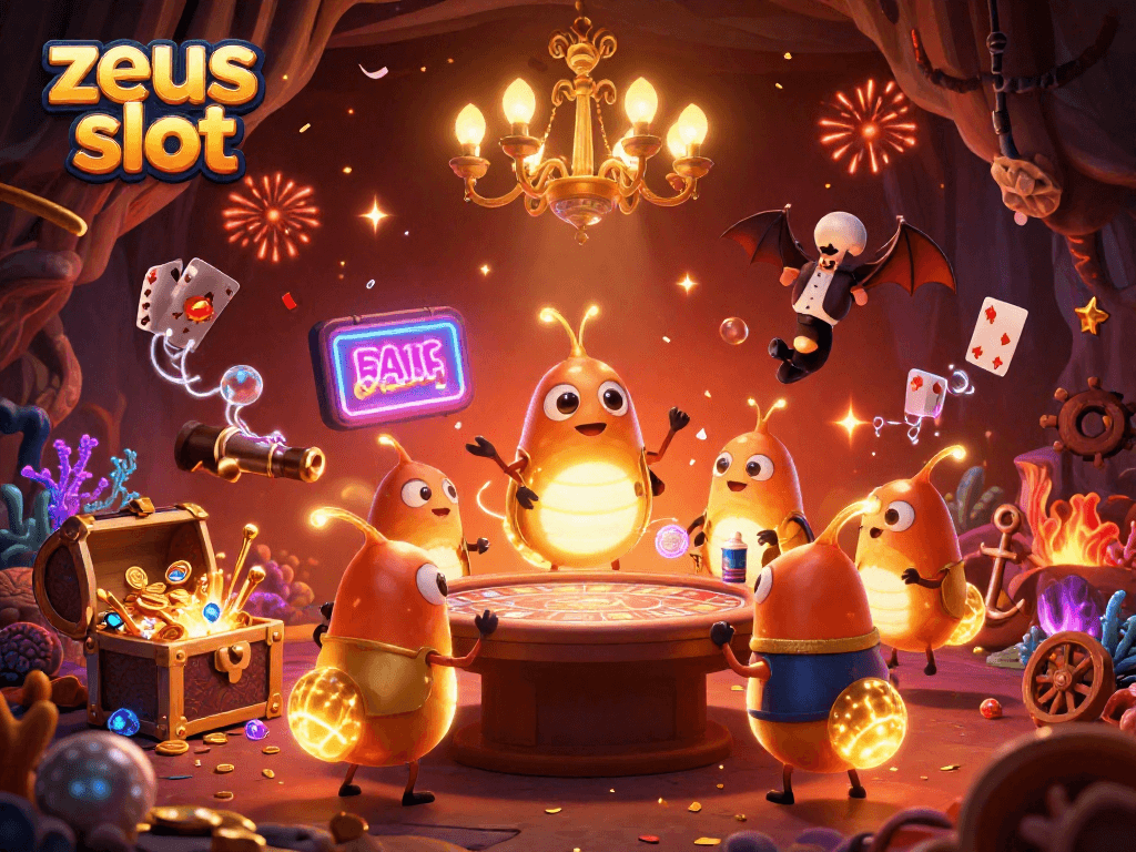 Experience the thrill of zeus slot with vibrant glowworms lighting the fun in a magical cave casino.