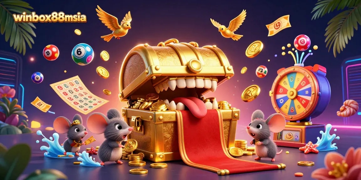 Engage in thrilling gameplay with winbox88msia’s colorful lottery balls and animated treasure chase.