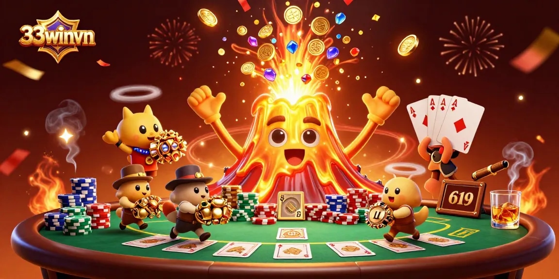 Experience thrilling gameplay at 33winvn in a vibrant, treasure-filled casino scene