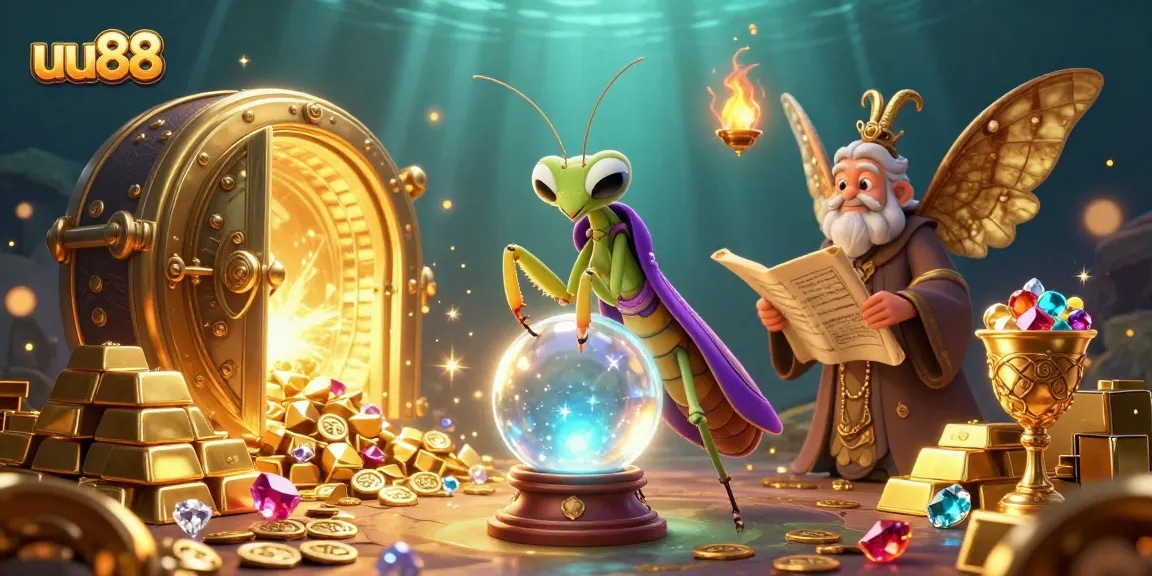 Spin to win with uu88's vibrant 3D scene featuring fortune tellers and treasures.