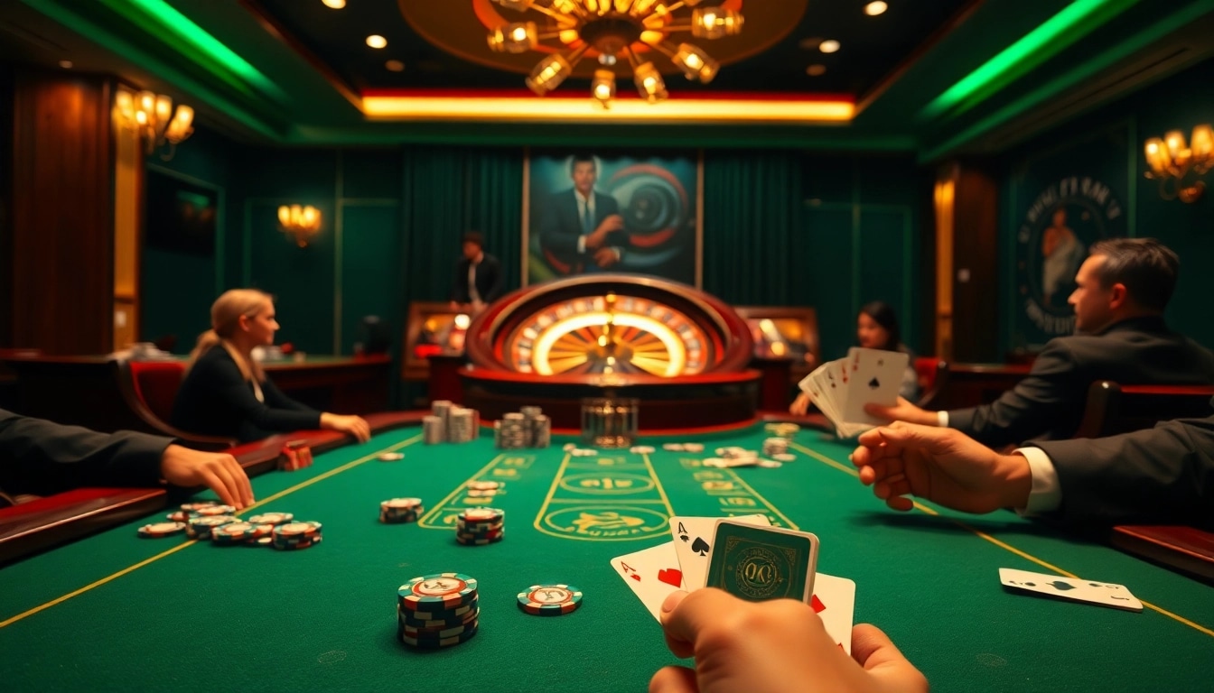 Players engaging in intense poker gameplay at an OKATM online casino.
