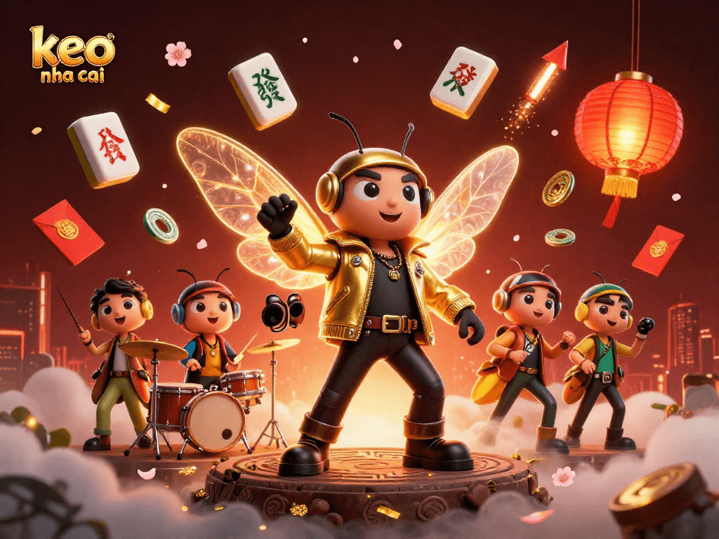 Engage with keo nha cai in this dynamic casino scene filled with vibrant 3D characters and festive elements.