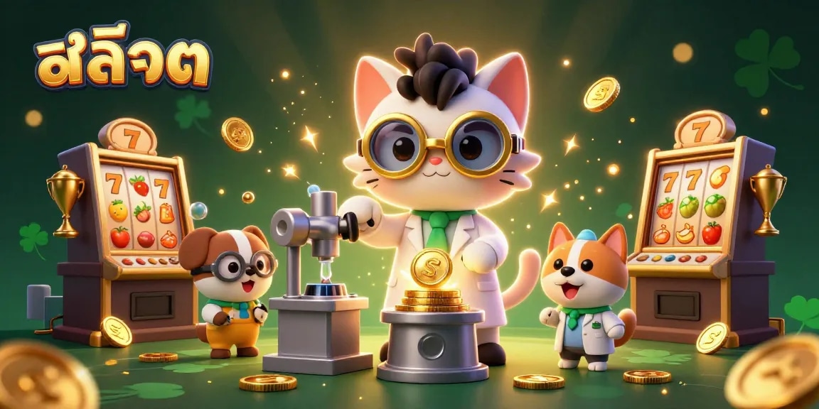 Play exciting สล็อต games with dynamic jackpot themes in this vibrant casino illustration.