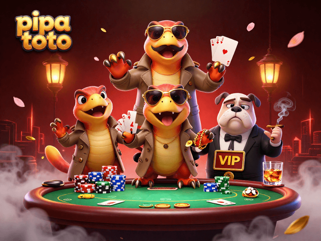 Experience exciting betting strategies with pipa toto in a dynamic casino scene filled with vibrant characters.