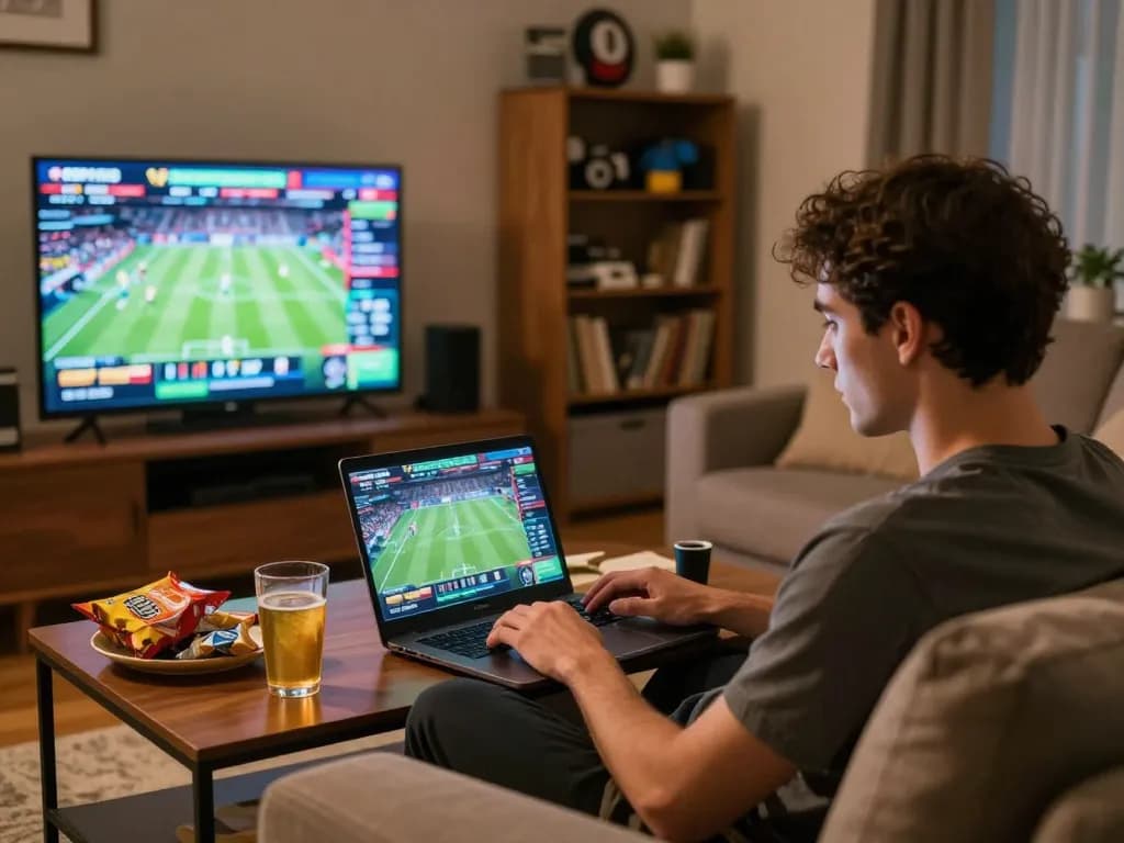 Experience kèo nhà cái hôm nay during an exciting home sports betting session with focused engagement and excitement.