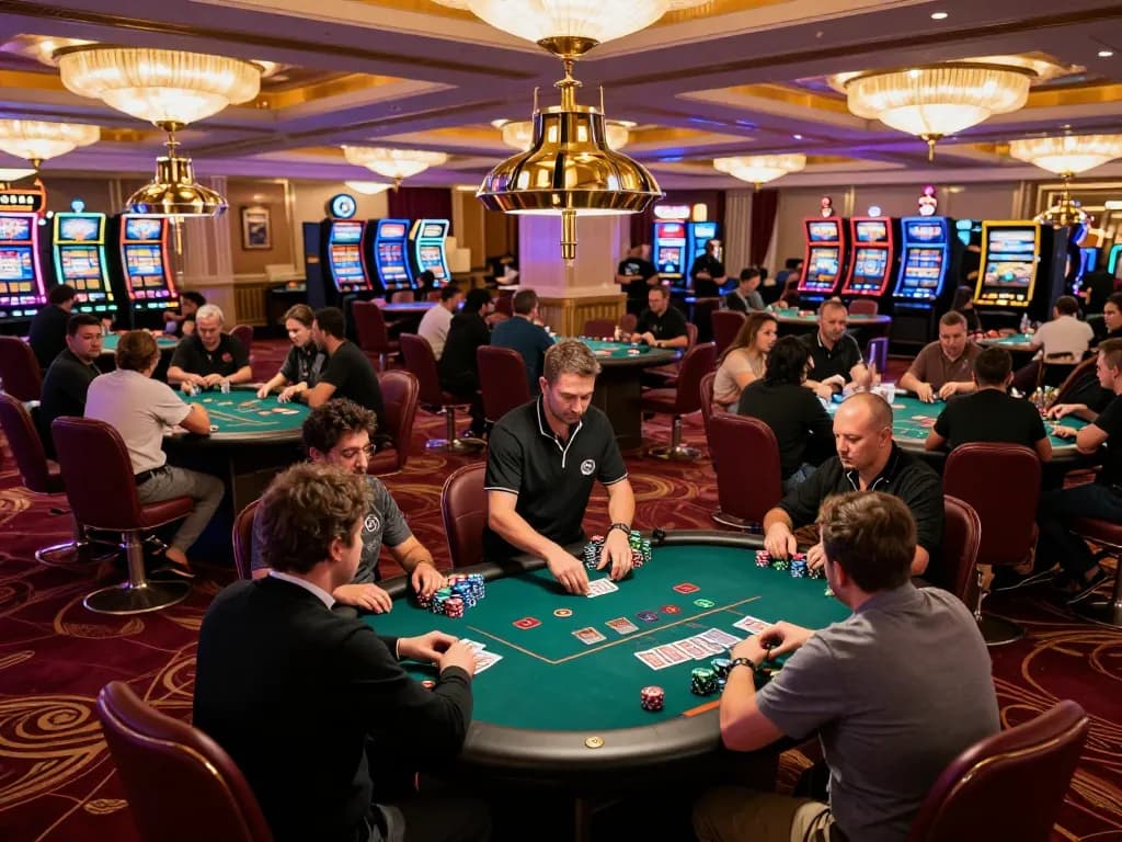 Players engaging in exciting games at the LV88 casino, featuring vibrant atmosphere and professional dealers.